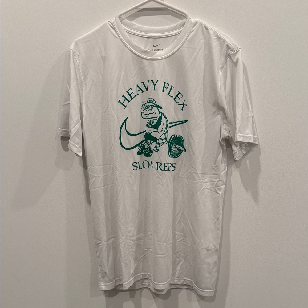 Nike White and Green Graphic Tee